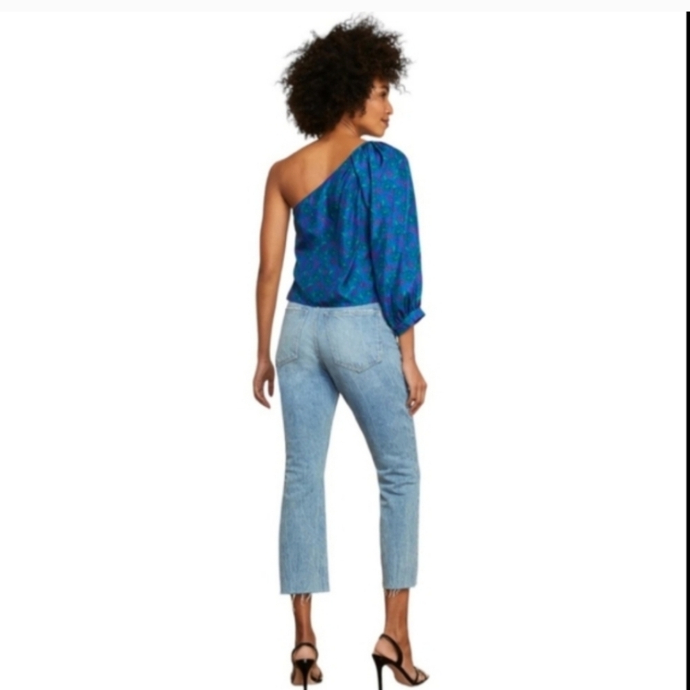 Veronica Beard Carly Kick Flare Jeans 100% Cotton Pebble Stone Blue 14/32 NWT - Picture 3 of 17